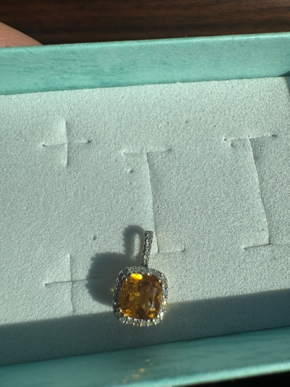 Yellow Citrine Halo Pendant- 10k yellow gold setting